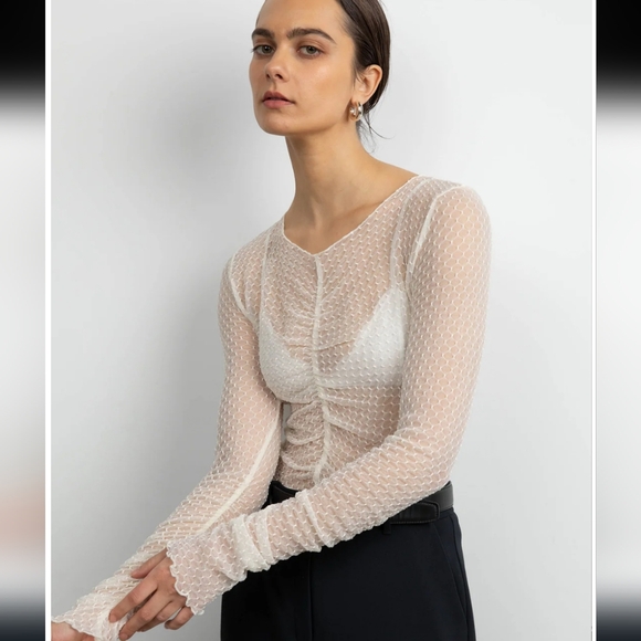 A5 Oak + Fort cream mesh Long Sleeve Top size large - Picture 2 of 8